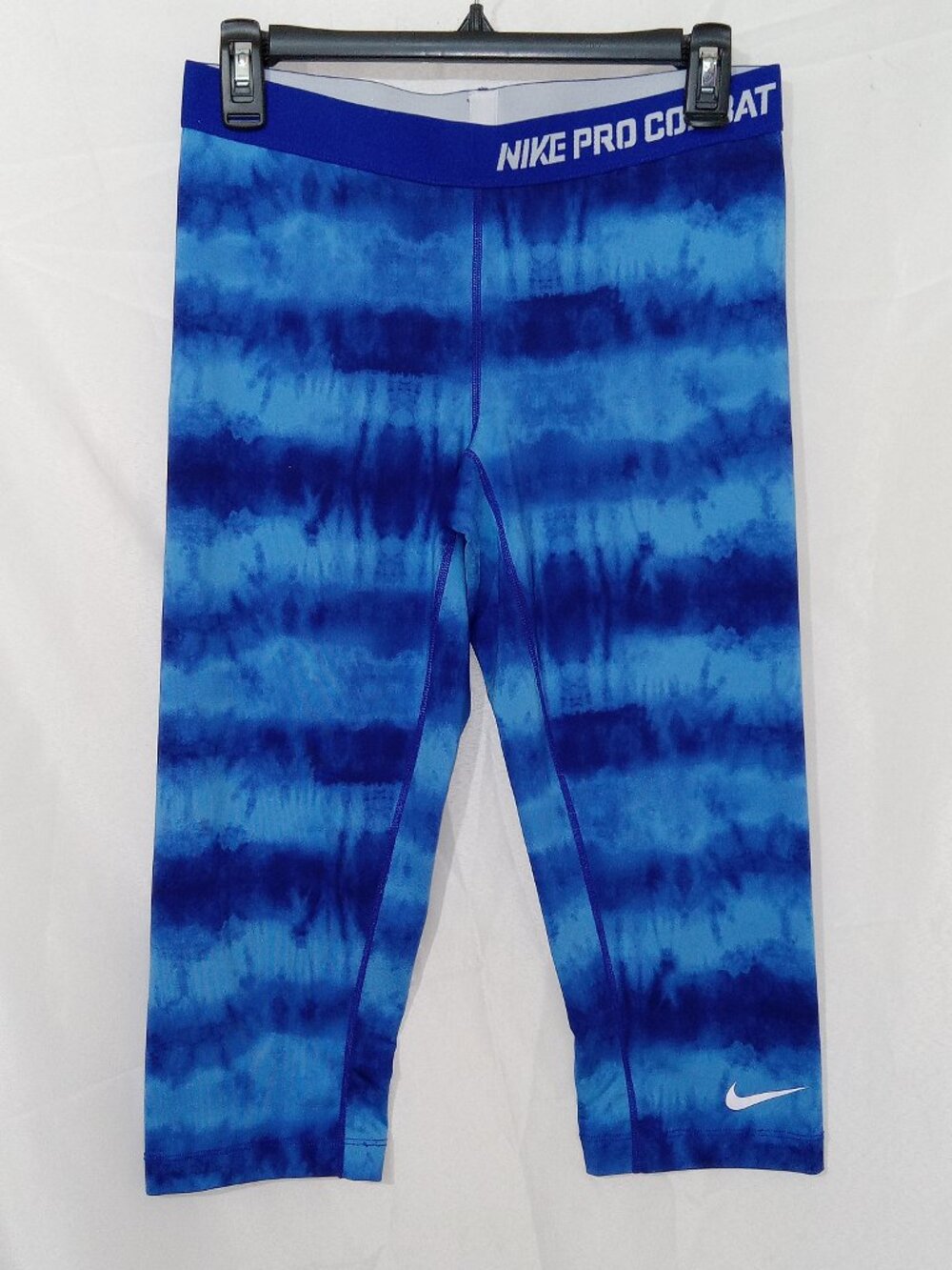 Nike Pro Combat Dri-FIT Compression Capri Leggings Women's Large Blue Tie Dye